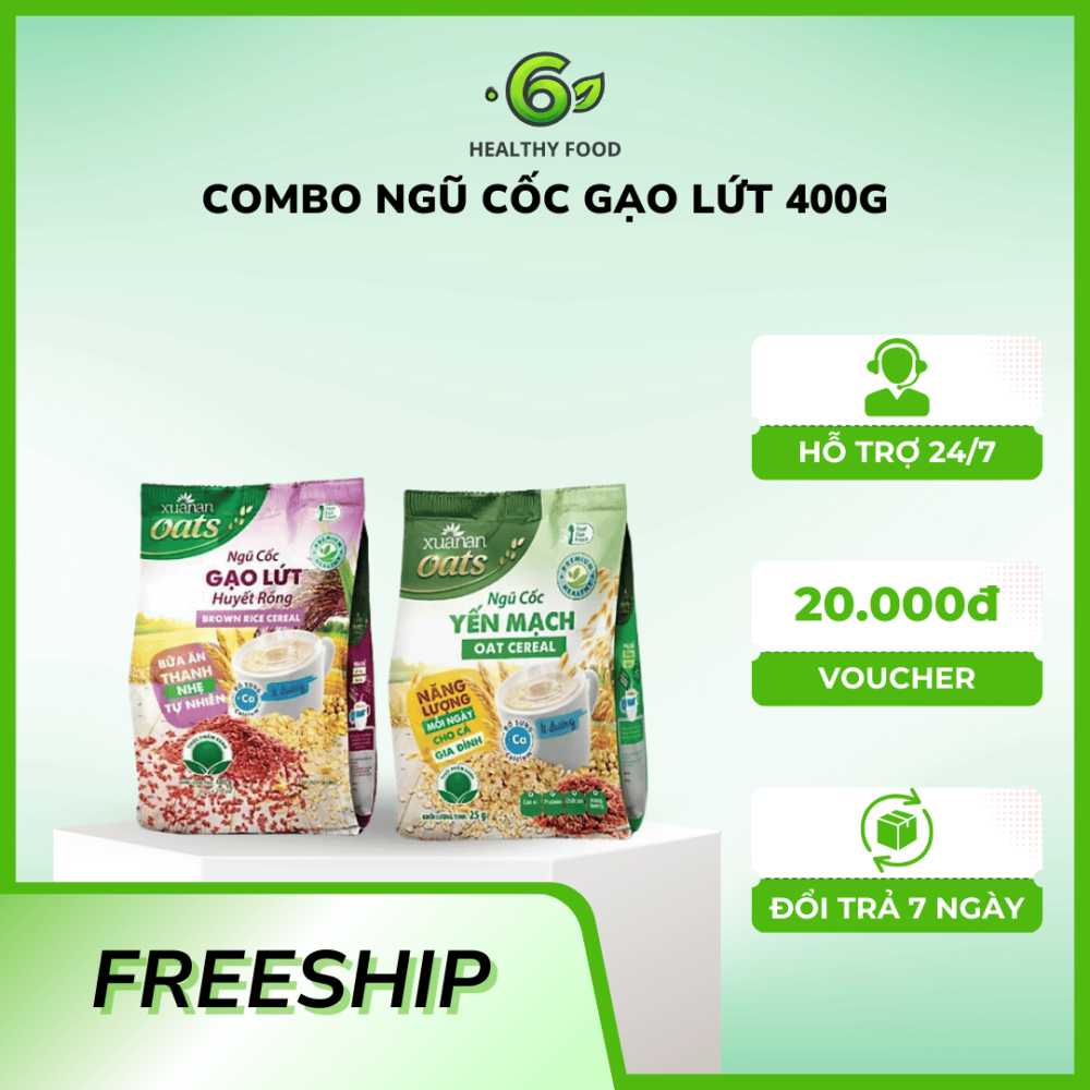 Combo Ngũ Cốc Gạo Lứt Huyết Rồng 400G + Ngũ Cốc Yến Mạch 400G