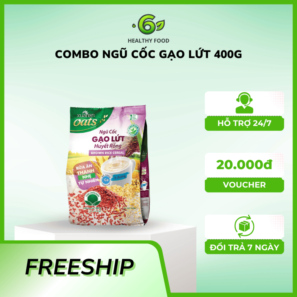 Combo Ngũ Cốc Gạo Lứt Huyết Rồng 400G + Ngũ Cốc Yến Mạch 400G