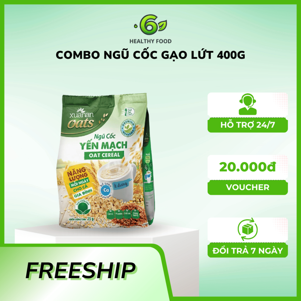 Combo Ngũ Cốc Gạo Lứt Huyết Rồng 400G + Ngũ Cốc Yến Mạch 400G