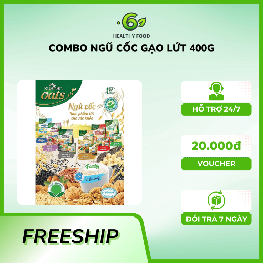 Combo Ngũ Cốc Gạo Lứt Huyết Rồng 400G + Ngũ Cốc Yến Mạch 400G